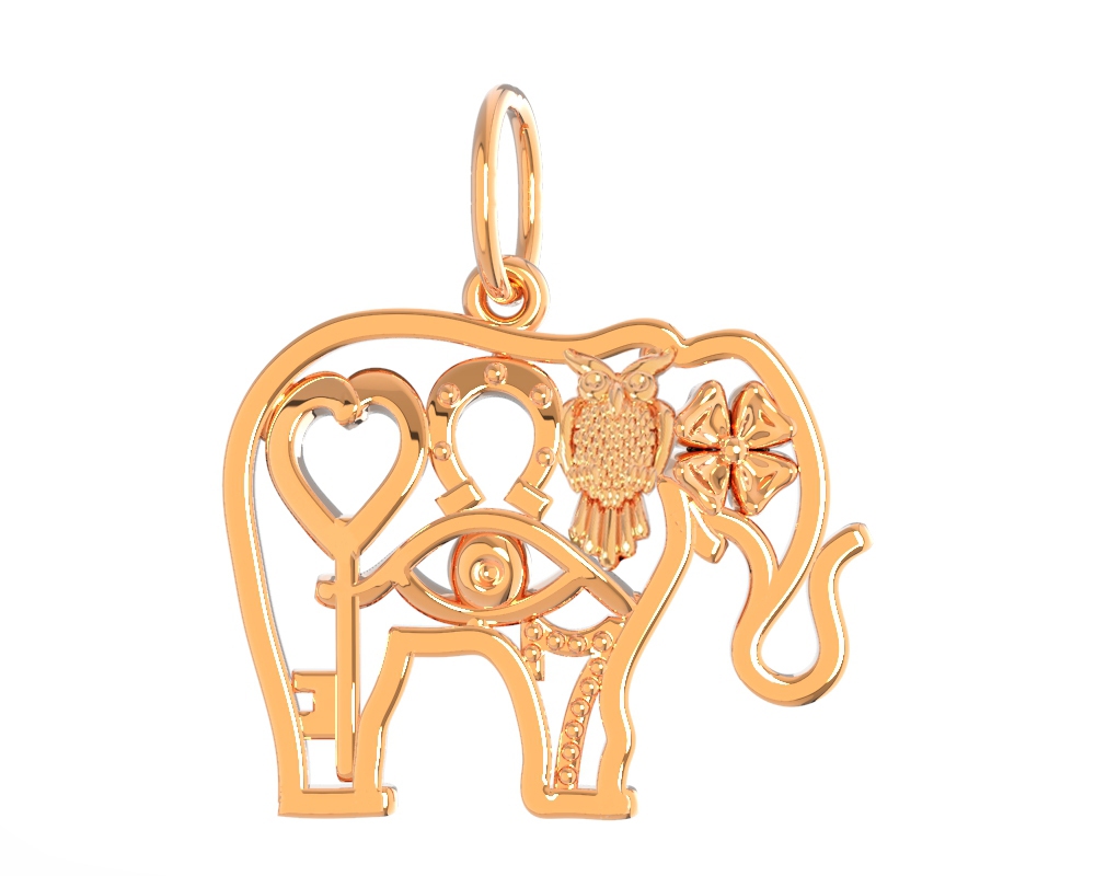 Золотая подвеска «Слон» из коллекции «Счастье» 2,20 г