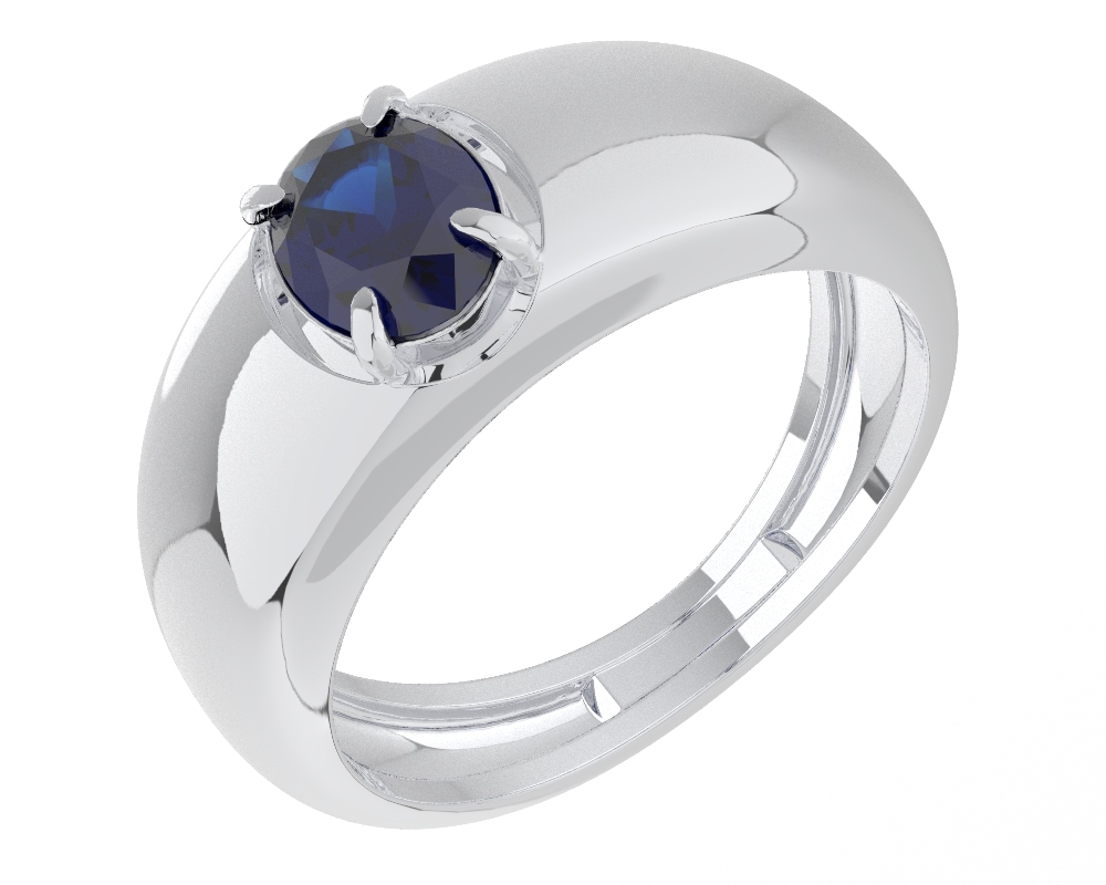 Серебряное кольцо с сапфировым синтетическим кварцем 2,75 г