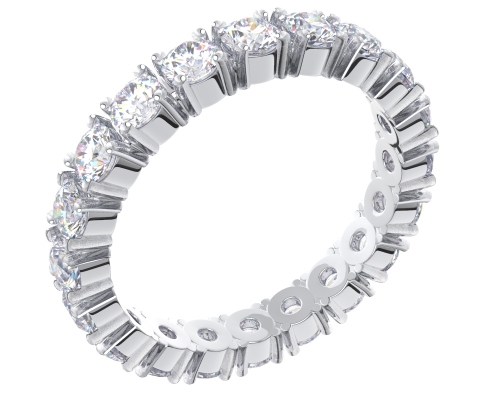 Серебряное кольцо дорожка с бесцветными фианитами